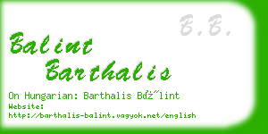 balint barthalis business card